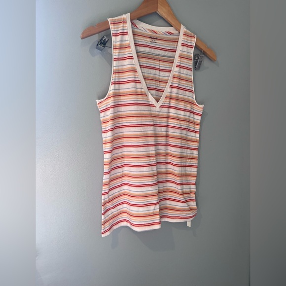 Madewell • Whisper Cotton V-neck Pocket Tank in Fieldgate stripe • NWT • X-Small - Picture 8 of 11